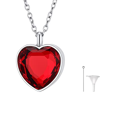 FindChic Personalisierbare Urnenketten für Asche Menschen Hund Tierharre wasserdicht Anhänger Herz zum befüllenJanuar-Geburststein Kette silber von FindChic