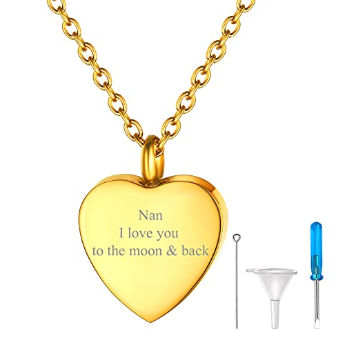 FindChic Personalisierter Memorial Erinnerung Anhänger Halskette Herzanhänger für Damen Mädchen für Haar/Klein Papier/Öl mit Trichter Füllen Kit Gedenk Schmuck von FindChic