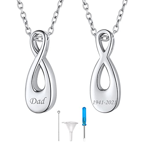 FindChic Personalisierter Urnenketten für Asche Damen Frauen Infinity Anhänger Edelstahl Ascheamulett Kette Herren Memorial Einäscherung Ascheschmuck von FindChic