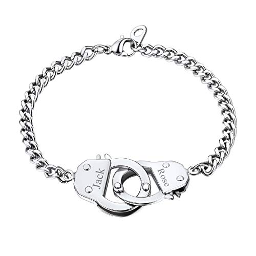 FindChic Personalisiertes Panzerarmband mit Handschnellen Anhänger Damen Herren Handschnellen Armband mit Geschenkebox für Weihnachten Geburtstag von FindChic