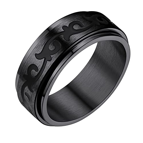 FindChic Punk Bandring für damen herren Spinner Fingerring mit Keltischer Knot Schwarz Bandring drehbarer Meditationsring für Freunden Ehemann von FindChic