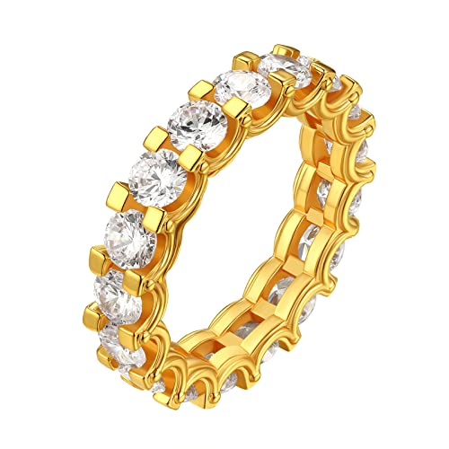 FindChic Ring Damen Gold Cubic Zirkonia Ring ais Kupfer Solitärring Diamant Ehering mit Stein Ewigkeitsringe Geschenk für Herren 5mm breit 54 von FindChic