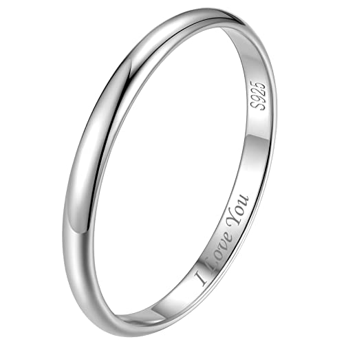 FindChic Silberringe Damen Silber 925 Partnerringe für sie und ihn 2mm Verlobungsring Herren Schlicht mit Gravur glatt Eheringe Poliert Trauring größe 49 Personalisiertes Geschenke für paare von FindChic