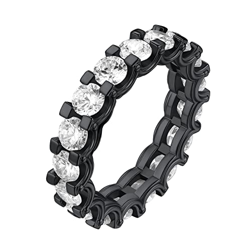 FindChic Ring Damen Schwarz Cubic Zirkonia Ring ais Kupfer Solitärring Diamant Ehering mit Stein Ewigkeitsringe Geschenk für Herren 5mm breit 67 von FindChic