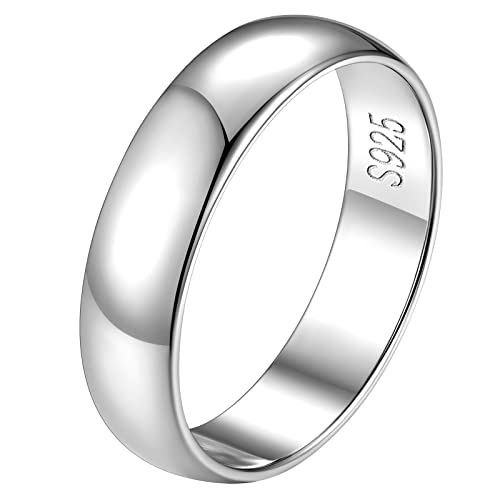 FindChic Herrenringe Silber 925 Silberringe Damen 5mm Trauringe gebürstet Minimalistischer Verlobungsringe Partnerringe für sie und ihn Polierte Promise Ring Paar Modeschmuck Größe 47 von FindChic