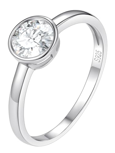 FindChic Ring Damen Solitär mit weißem Zirkonia Steinen in 925 Sterling Silber Solitär Verlobungsringe 57 von FindChic