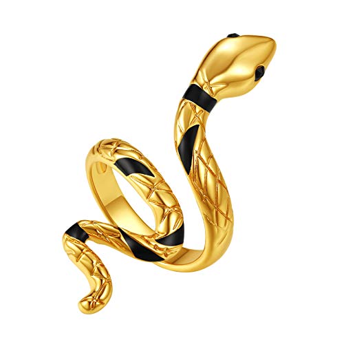 FindChic Schlangen Ring für Damen Herren gold Offener Fingerring verstellbarer Fingerring mit Geschenkebox Punk Gothic Ring für Geburtstag Weihnachten von FindChic