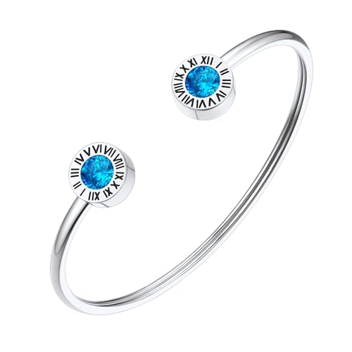 FindChic Römische Ziffer Armreif Damen Edlestahl Kristall Armbänder Edelstein Armkette Offen Armschmuck für Muttertag Valentinstag Geburtstag Weihnachten, Silber FindChic Römische Ziffer Armreif Damen Edlestahl Kristall Armbänder Edelstein Armkette Offen Armschmuck für Muttertag Valentinstag Geburtstag Weihnachten, Silber von FindChic