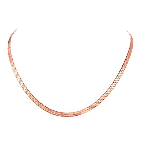 FindChic Rosegold Damen Kette Choker Schlangenkette 3mm 32cm Halskette Mädchen kostenlos Geschenkebox von FindChic