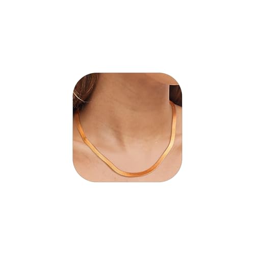 FindChic Kette Rosegold Damen Ohne Anhänger 5mm Schlangenkette 46cm+5cm Sleek Halskette Edelstahl Choker Kette Fischgrätkette Partnerkette Freundschaftskette von FindChic