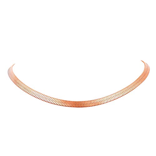 FindChic Rosegold Schlangenkette Choker Halskette 5mm breit 32cm+9cm lang Frauen Schlangen Kette für Jeden Tag Party von FindChic