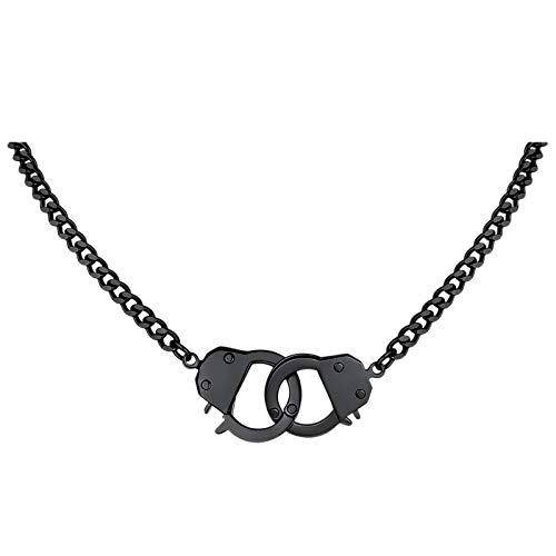 FindChic Schwarz Kette mit Handschnellen Anhänger Charm Statement Halskette Aesthetic Schmuck für Valentinstag Geburtstag… von FindChic