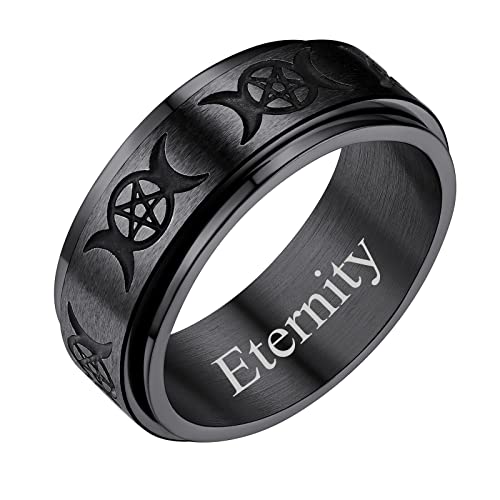 FindChic Schwarz Spinner Fingerring für herren Damen Triple Bandring Punk Zappel Fingerring mit Namen Text Gravur für Muttertag Vatertag von FindChic