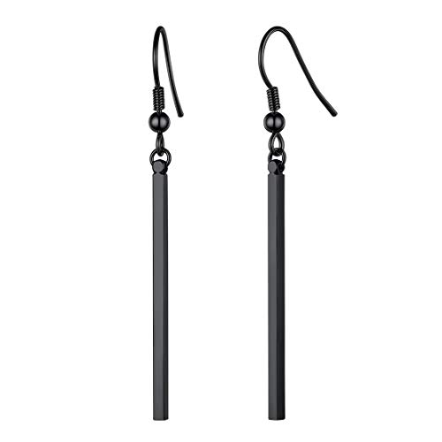 FindChic Schwarz baumeln Ohrringe Minimalistische Ohrringe lang Bar Ohrschmuck für Paar Pärchen von FindChic