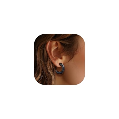 FindChic Schwarze Creolen Damen 20mm Klein Hoop Ohrringg Edelstahl Statement Ohrringe Huggie Hoop Creolen Helix Mädchen Kinder Ohr Piercings für Geburtstag Valentinstagg FindChic Schwarze Creolen Damen 20mm Klein Hoop Ohrringg Edelstahl Statement Ohrringe Huggie Hoop Creolen Helix Mädchen Kinder Ohr Piercings für Geburtstag Valentinstagg von FindChic