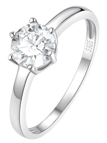 FindChic Silber 925 Ehering Zirkonia Ring Verlobungsring Zirkonia weiß im Brillantschliff Vorsteckring für Frauen Solitärring 60 von FindChic