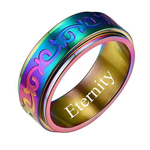 FindChic Spinner Fingerring für Damen Herren Mischfarben Keltischer Knot Mond Ring drehbarer Zappelbandring Mischfarben Verlorbungsring Hochzeitsring mit Namen Text Gravur von FindChic