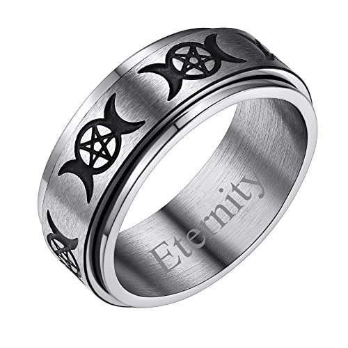 FindChic Spinner Fingerring für Damen Herren Personalisierter Triple Mond Ring drehbarer Zappelbandring Personalisierter Verlorbungsring Hochzeitsring von FindChic