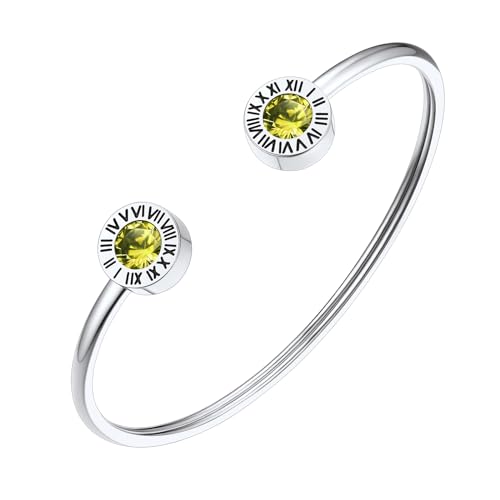 FindChic Stein Armreif Damen Edlestahl Römische Ziffer Armbänder Geburtsstein Peridot Armkette Offen Armschmuck für Muttertag Valentinstag Geburtstag Weihnachten FindChic Stein Armreif Damen Edlestahl Römische Ziffer Armbänder Geburtsstein Peridot Armkette Offen Armschmuck für Muttertag Valentinstag Geburtstag Weihnachten von FindChic