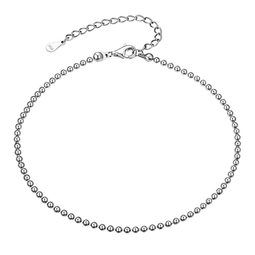 FindChic Zubehör Kleine runde Perle Sterling Silber Perlenkette Fußkettchen Mode Fußbänder verstellbare Ankle Bracelet Frau Charme Knöchel Schmuck von FindChic