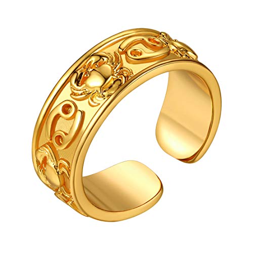 FindChic Einstellbarer Offener Ring Retro Sternzeichen Krebs Fingerring Tierskreis Horoskop Ring für Paar Pärchen von FindChic