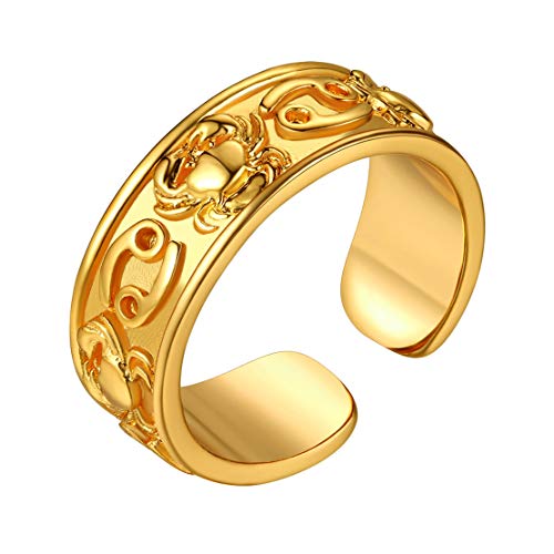 FindChic einstellbarer Offener Ring Retro Sternzeichen Krebs Fingerring Tierskreis Horoskop Ring für Paar Pärchen von FindChic