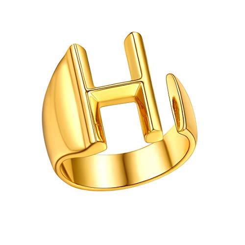 FindChic gold Initial Anfangsbuchstabe H Ring Personalisieter Offener Letter H Ring Damen Herren Namensring Partnerring für Freundin Tochter von FindChic