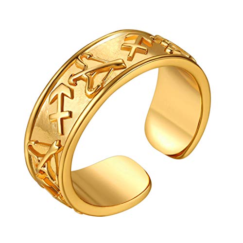 FindChic goldener Bandring Sternzeichen Schütze Ring Herren Damen Fingerring Partnerring Freundschaftsring kostenlos Schmuckbox für ehepaar von FindChic