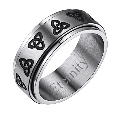 FindChic herren damen Bandring drehbarer Spinner Fingerring mit Namen Text Gravur Keltischer Knot Mond Fingerring drehbarer Meditationsring mit Geschenkebox für Freundin Ehefrau von FindChic