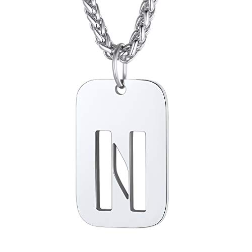FindChic personalisierter Buchstabe Kettenanhänger Buchstabe N Halskette Militärischen Erkennungsmarke Anhänger von FindChic