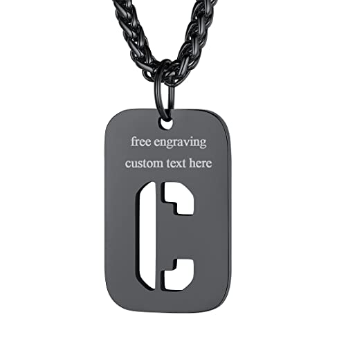 FindChic personalisierter Kettenanhänger Herren Armee Stil Dog Tag Anhänger mit Buchstabe C Männer Anhänger von FindChic
