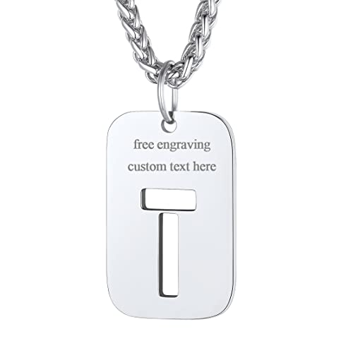 FindChic personalisierter Namenskette Buchstabe T Anhänger personalisierter Erkennungsmarke Ketteanhänger von FindChic