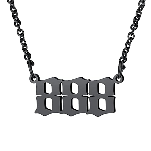 FindChic schwarz Engelszahl 888 Halskette Damen Mädchen Engelnummer Anhänger Kette mit Geschenkebox für Freundin Ehefrau von FindChic