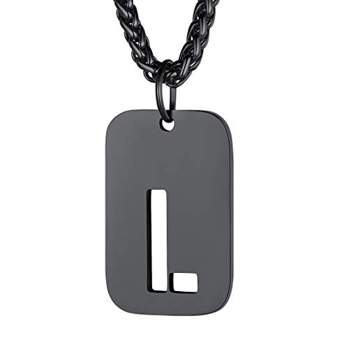 FindChic schwarz Militärischen Erkennungsmarke Alphabet L Halskette Armee Stil Dog Tag Anhänger mit Namen Gravur für Herren männer von FindChic