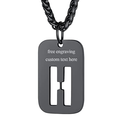 FindChic schwarz kettenanhänger personalisierter Erkennungsmarke Buchstabe H Anhänger für jeden Tag von FindChic