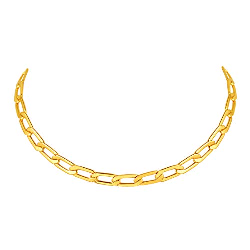 FindChic vergoldet Panzerkette Choker Damen Choker Halskette mit Geschenkebox für Valentinstag Geburtstag von FindChic