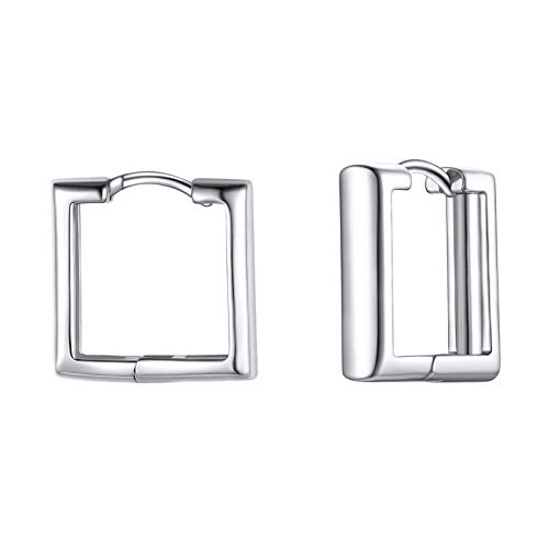 FindChic weiß damen Ohrstecker Quadrat Huggie Hoope Creolen Ohrstecker mit kostenlos Schmuckbox für Geburtstag Weihnachten von FindChic