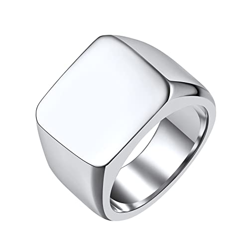 FindChic Edelstahl Herren-Ring,Quadrat Siegelring Für Männer,Bikerring Ring 17.25 von FindChic