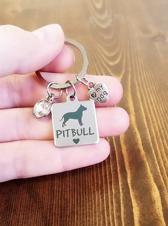 Pitbull-Schlüsselanhänger - Ich Liebe Meine Pitbull Momma Mein Hund Schlüsselanhänger Birthstone Edelstein Mama Fell Liebe Grube von FindKeepCreate
