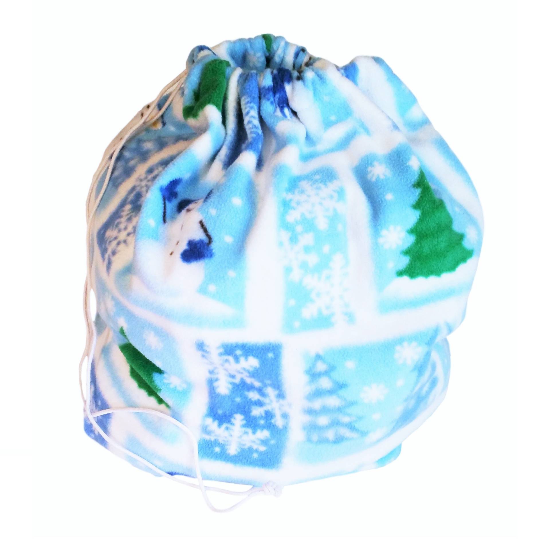 Urlaub Winter Fleece Bag Mit Drawstring, Geschenk, Wrapping, Soft Book Bag, Stuffed Animal Storage von FindTheDreamBoutique