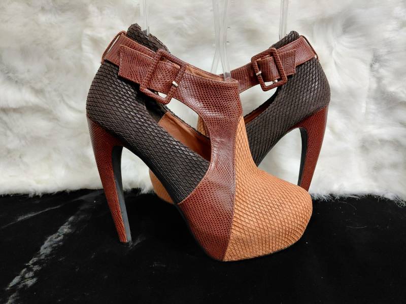 Jeffrey Campbell Schiefer Braun Tan Colorblock Blockabsatz Schuhe Größe Us 8 von FindTheHappy7