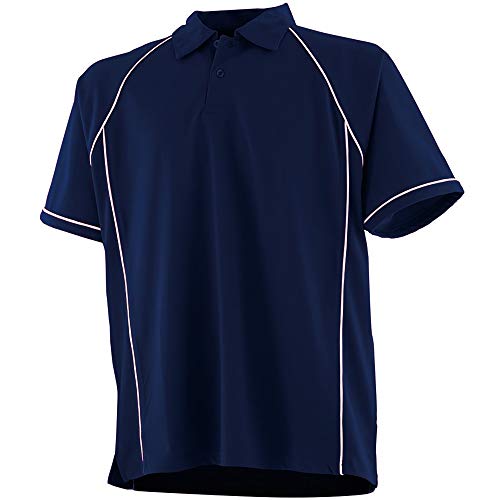 Finden & Hales Piped Performance Polo - Kurz Ärmel Fitness Halsband T-Shirt - Marine/Weiß (5XL) von Finden & Hales