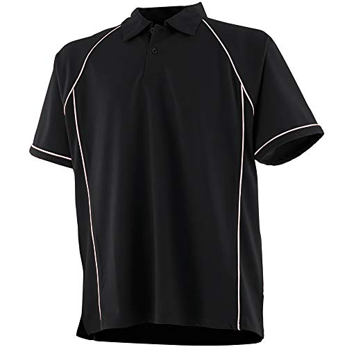 Finden & Hales Piped Performance Polo - Kurz Ärmel Fitness Halsband T-Shirt - Schwarz-Weiss (3XL) von Finden & Hales