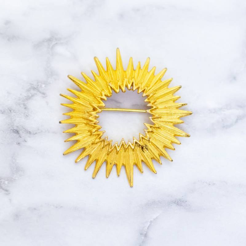 Vintage Spiky Sound Waves Gold Ton Ring Brosche - Hb26 von FindingHaven