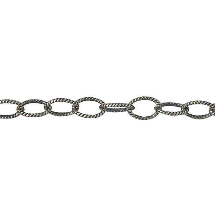 2.6 X 4.25 Mm Strukturierte Oxidierte Kette Am Fuß - Sterling Silber | Ss Artikel # 3018-8Oxitc von FindingsSource