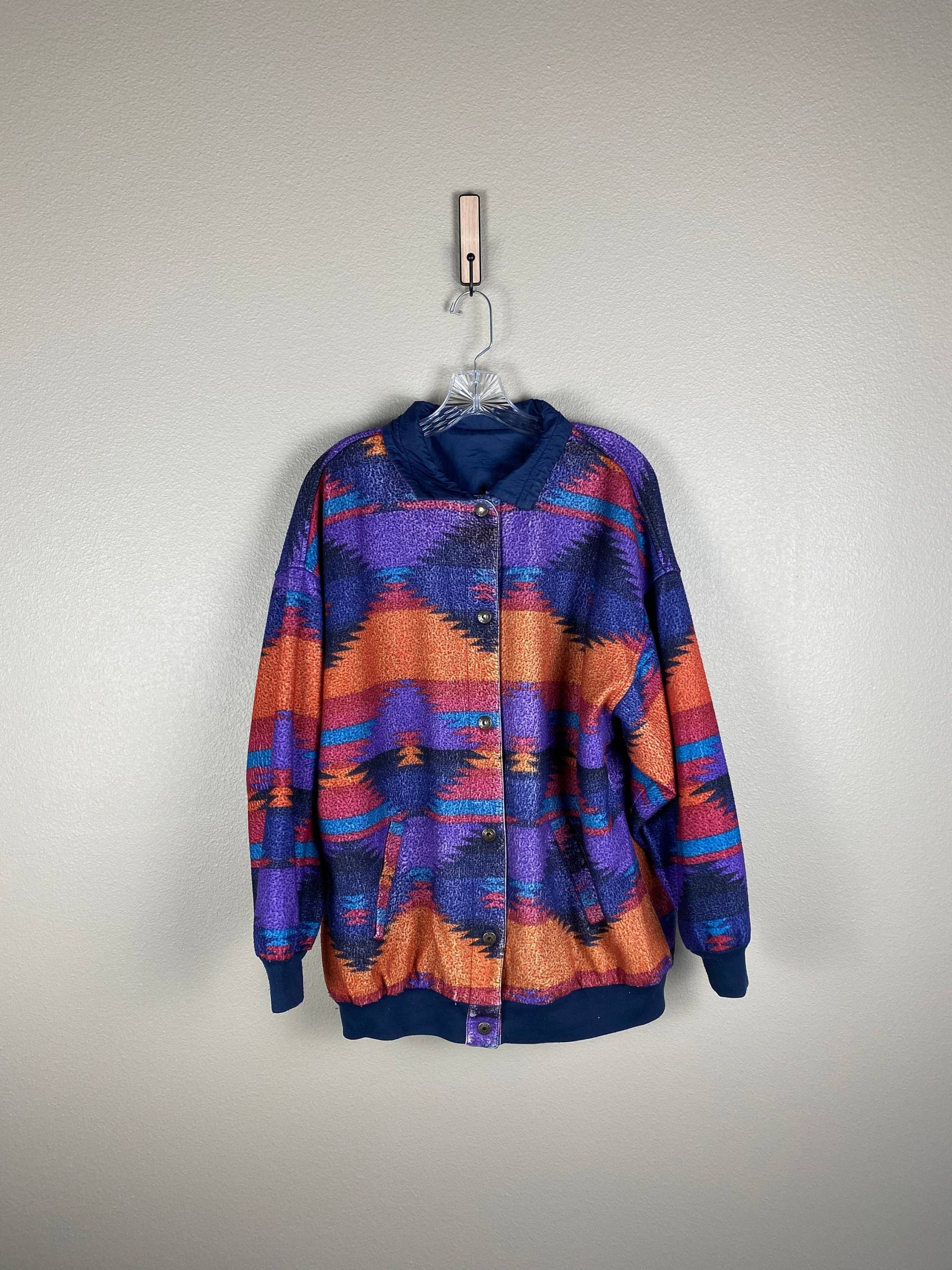 Vintage 90Er Jahre Wendejacke, Windjacke Im Pendleton-stil Mit Azteken-Print von FindingxFashion