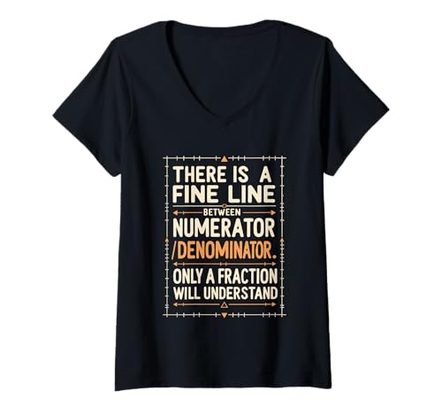 Damen Lustiger Mathematiklehrer Witz Zähler Nenner Zitate Liebhaber T-Shirt mit V-Ausschnitt Damen Lustiger Mathematiklehrer Witz Zähler Nenner Zitate Liebhaber T-Shirt mit V-Ausschnitt von Fine Line Fractions Teacher Math Lovers Apparel