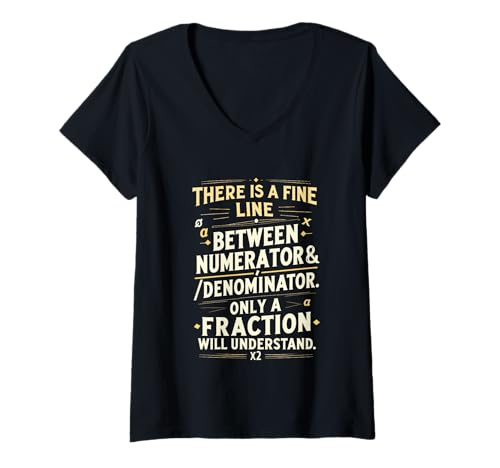Damen Lustiger Mathematiklehrer Witz Zähler Nenner Zitate Liebhaber T-Shirt mit V-Ausschnitt Damen Lustiger Mathematiklehrer Witz Zähler Nenner Zitate Liebhaber T-Shirt mit V-Ausschnitt von Fine Line Fractions Teacher Math Lovers Apparel