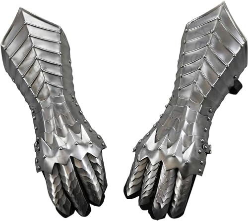 Fine Peak Mittelalter Handschuhe Nazgul Fantasy Gauntlets SCA Armor Stulpenhandschuhe Mittelalter Handschuhe Cosplay Lederhandschuhe Fahrhandschuhe Lederhandschuhe für Herren Cosplay Braun Leder, von Fine Peak