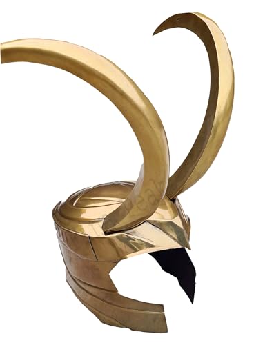 Fine Peak Mittelalterlicher Loki Helm Ragnarok Movie Helm 18 Gauge Mild Steel Wikinger Helm Ritter Helm Spartan Helm Mittelalter Rüstung Cosplay Helm Mittelalter Helm, antik, Standard von Fine Peak